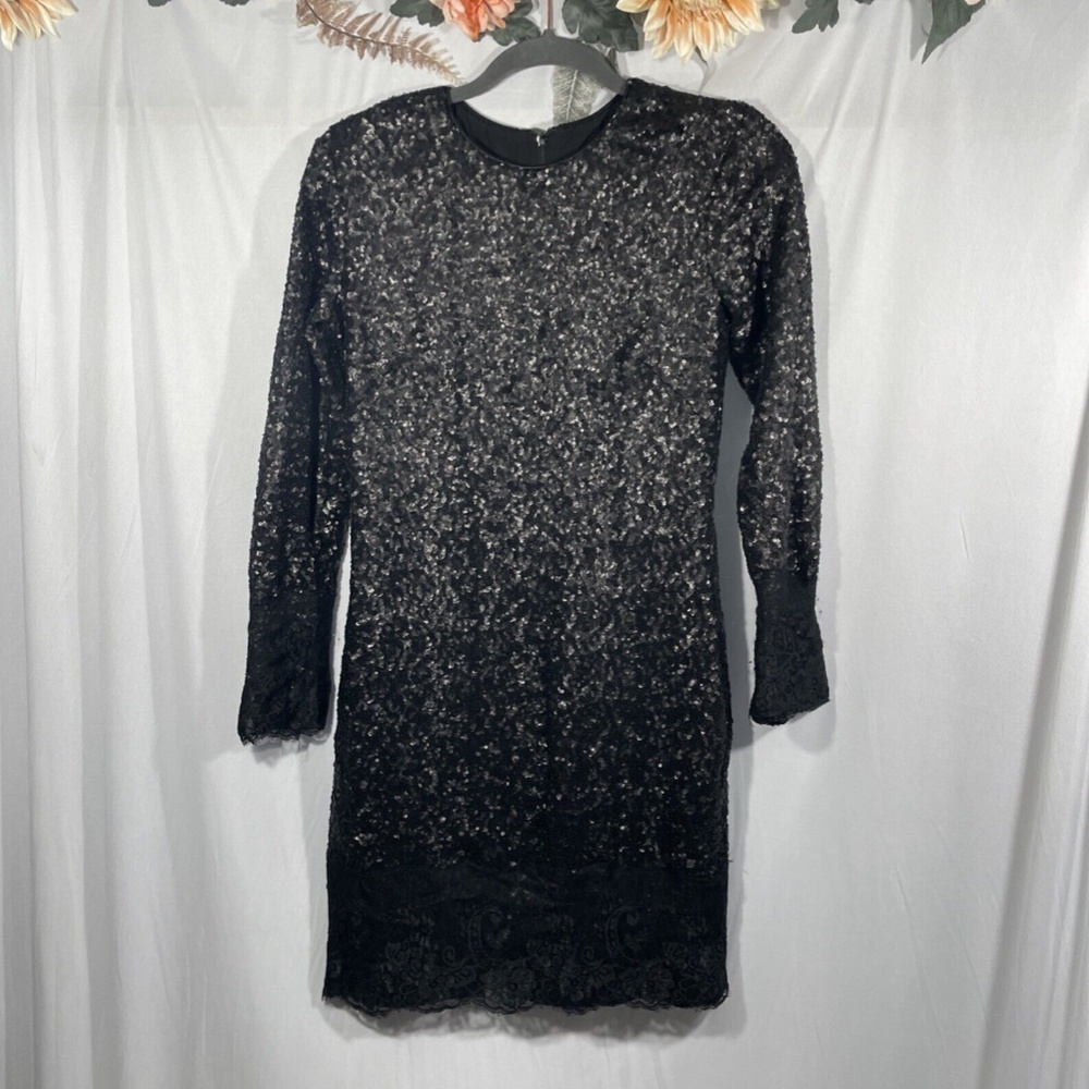 NEW Dress The Population [ Medium ] Kate Lace Trim Long‎ Sleeve Sequin Dress - Picture 6 of 12